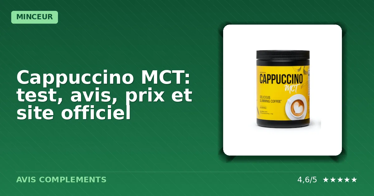Boîte du produit Cappuccino MCT montrant un emballage élégant pour un café minceur